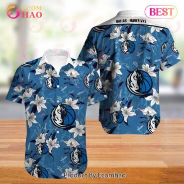 Dallas Mavericks White Blue Lily Flowers Hawaiian Shirt