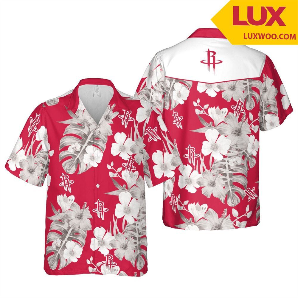 Houston Rockets Tropical Flowers Hawaiian Shirt