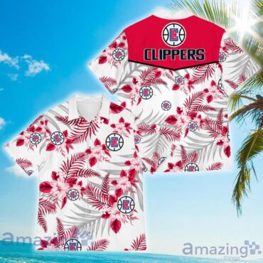 Los Angeles Clippers Red White Tropical Flowers Hawaiian Shirt