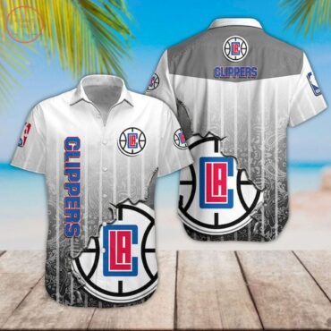 Los Angeles Clippers White Gray Gradient Scratch Hawaiian Shirt