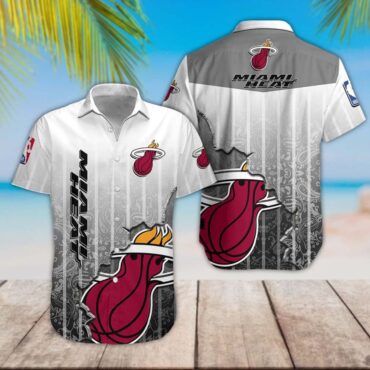 Miami Heat Gray White Scratch Hawaiian Shirt