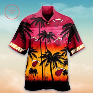 Miami Heat Red Yellow Palm Trees Hawaiian Shirt