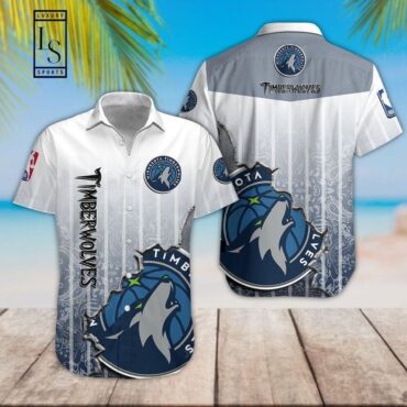 Minnesota Timberwolves Gray Gradient Scratch Hawaiian Shirt