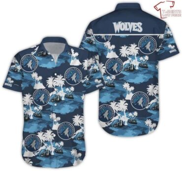 Minnesota Timberwolves White Blue Hawaiian Shirt