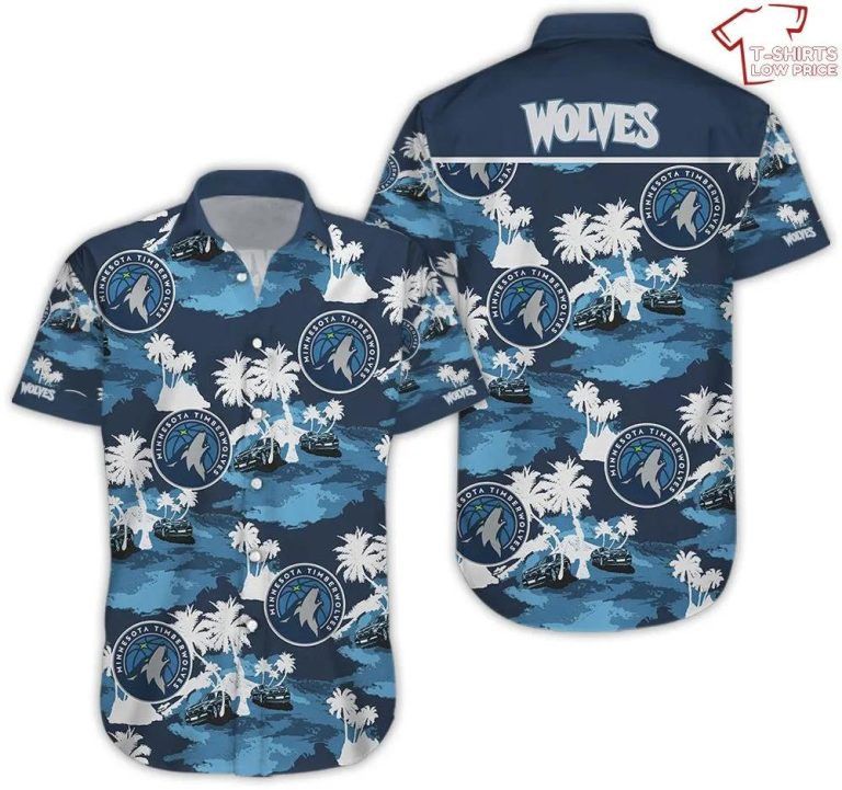 Minnesota Timberwolves White Blue Hawaiian Shirt