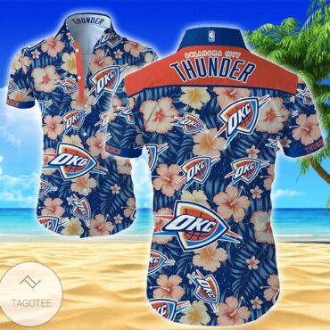Oklahoma City Thunder Tropical Hibiscus Flowers Hawaiian Shirt