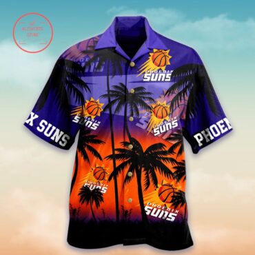 Phoenix Suns Orange Blue Palm Trees New Design Hawaiian Shirt