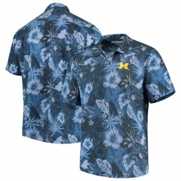 Michigan Wolverines Short Sleeve Button Up Tropical Hawaiian Shirt Ver027