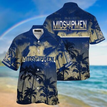 Navy Midshipmen Coconut Tree Hawaiian Shirt