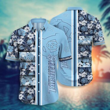 North Carolina Tar Heels Floral Blue Hawaiian Shirt