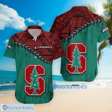 Stanford Cardinal Grunge Polynesian Tattoo Hawaiian Shirt
