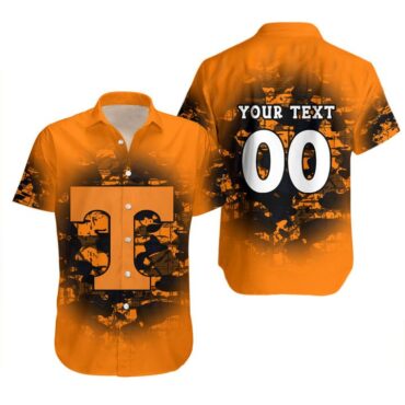 Tennessee Volunteers Custom Text Number Orange Black Trendy Hawaiian Shirt V2 Aloha Shirt