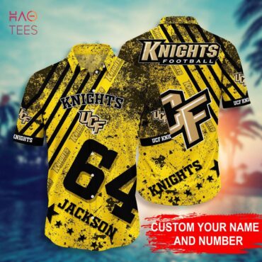 Ucf Knights Custom Name Number Gold Hawaiian Shirt