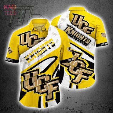 Ucf Knights Gold White Hawaiian Shirt