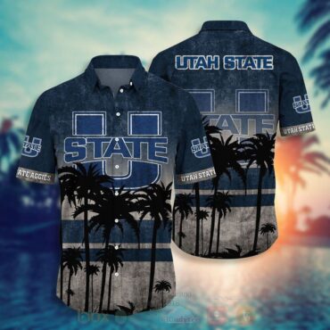 Utah State Aggies Coconut Tree Hawaiian Shirt