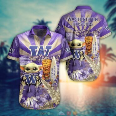 Washington Huskies Baby Yoda Hawaiian Shirt