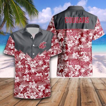 Washington State Cougars Red White Flowers Trendy Hawaiian Shirt Aloha Shirt