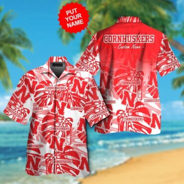 Nebraska Cornhuskers Short Sleeve Button Up Tropical Hawaiian Shirt Ver011