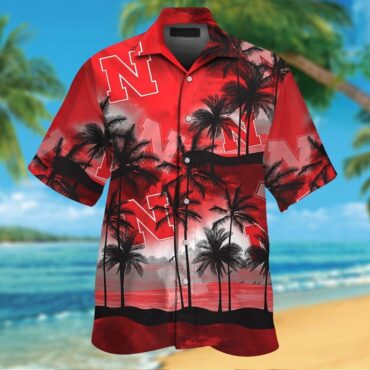 Nebraska Cornhuskers Short Sleeve Button Up Tropical Hawaiian Shirt Ver016
