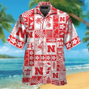 Nebraska Cornhuskers Short Sleeve Button Up Tropical Hawaiian Shirt Ver020
