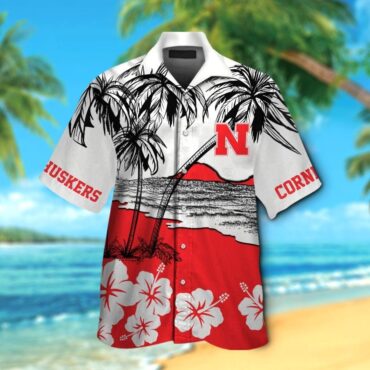 Nebraska Cornhuskers Short Sleeve Button Up Tropical Hawaiian Shirt Ver021