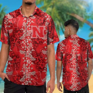Nebraska Cornhuskers Short Sleeve Button Up Tropical Hawaiian Shirt Ver024