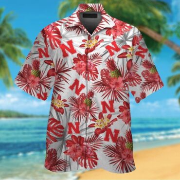 Nebraska Cornhuskers Short Sleeve Button Up Tropical Hawaiian Shirt Ver026