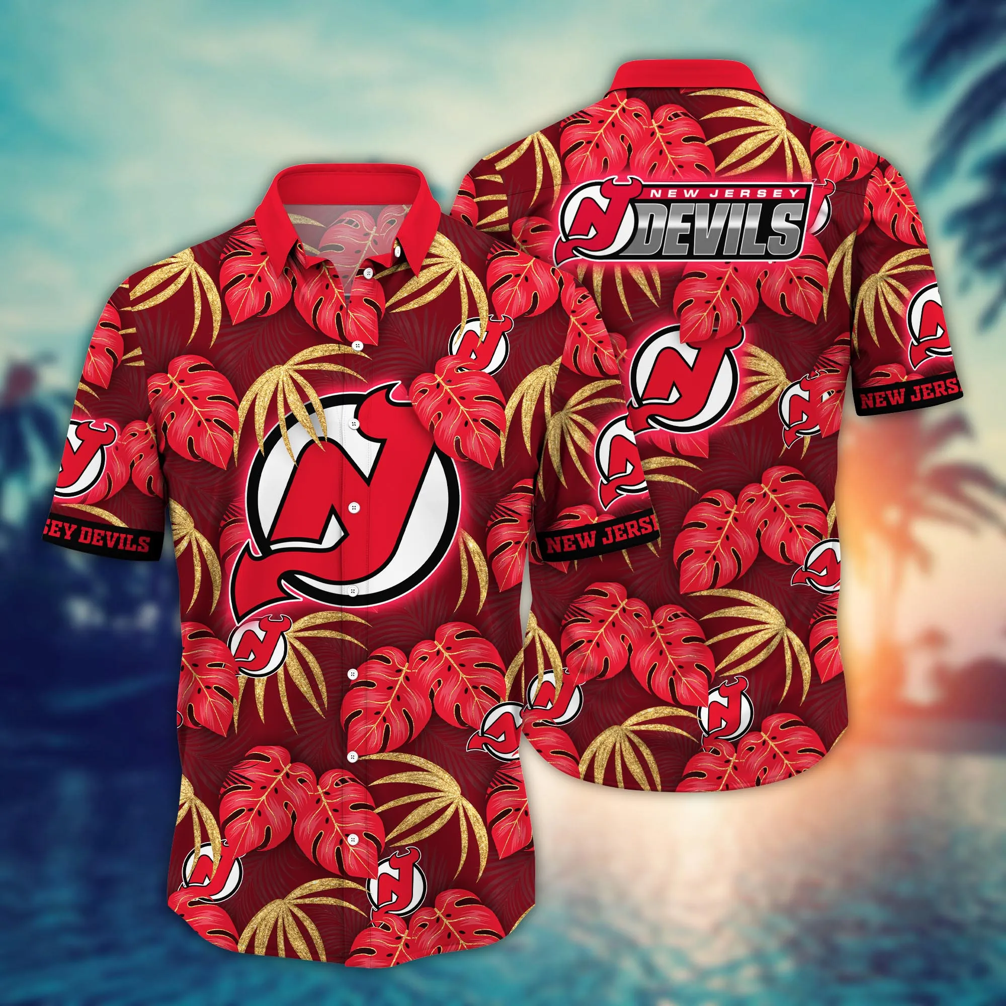 New Jersey Devils NHL Hawaiian Shirt Evening Strolls Aloha Shirt