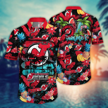 New Jersey Devils NHL Hawaiian Shirt Sun Soakedtime Aloha Shirt