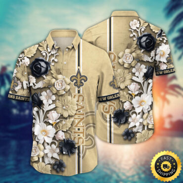 New Orleans Saints Hawaii Shirt  Flower Aloha Shirt For Football Fans