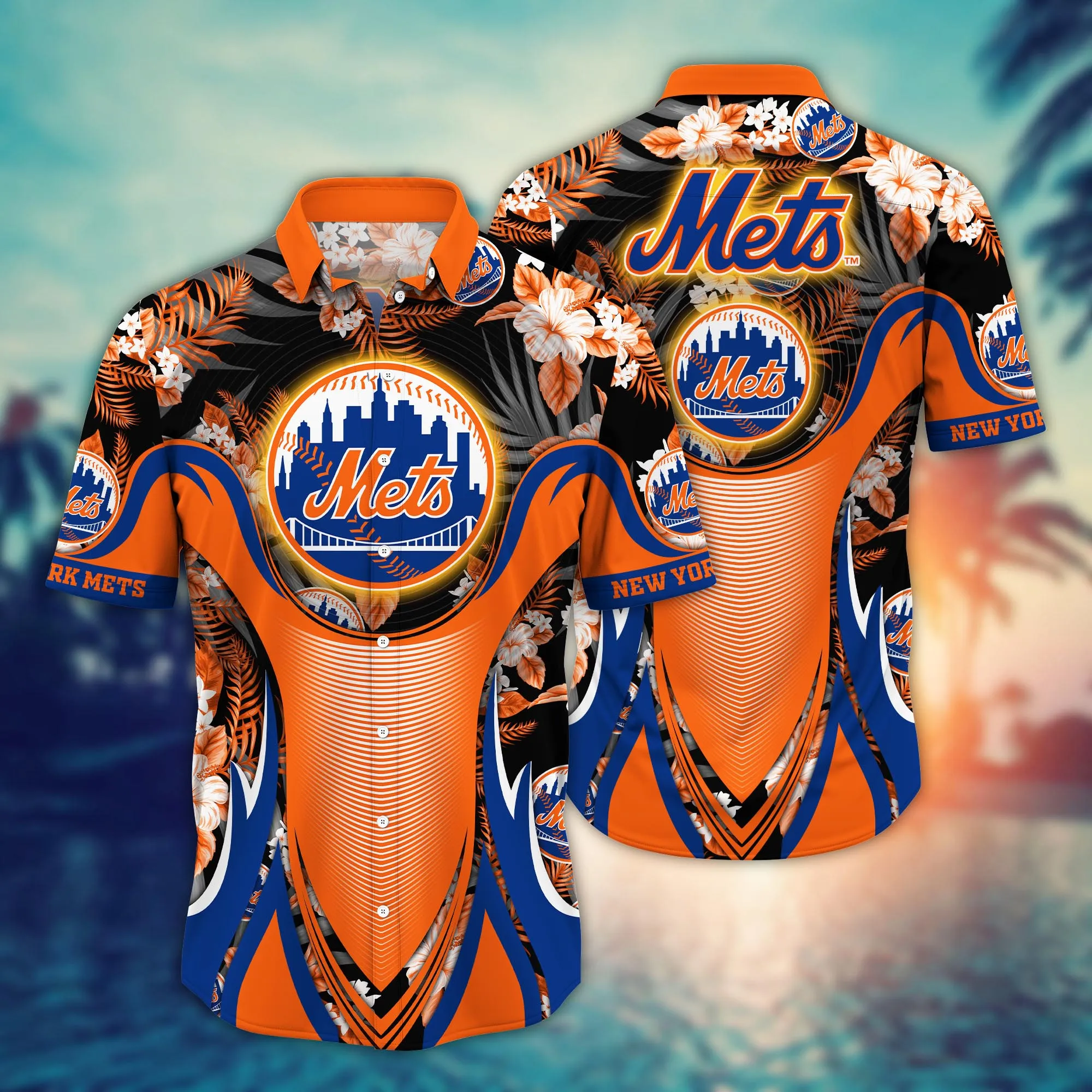 New York Mets MLB Hawaiian Shirt Parasols Aloha Shirt