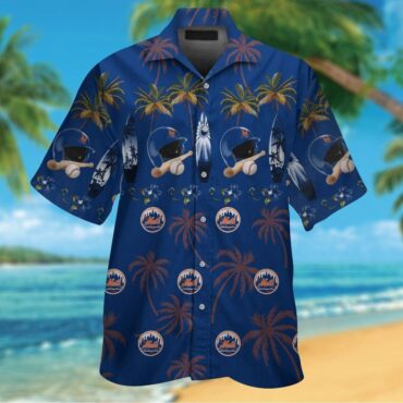 New York Mets Short Sleeve Button Up Tropical Hawaiian Shirt Ver06