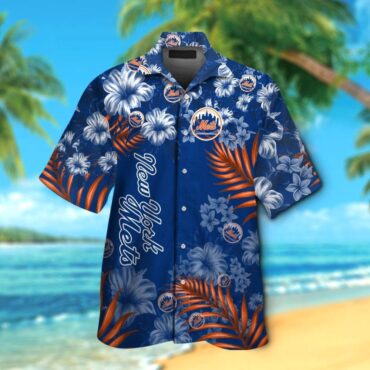 New York Mets Short Sleeve Button Up Tropical Hawaiian Shirt Ver01