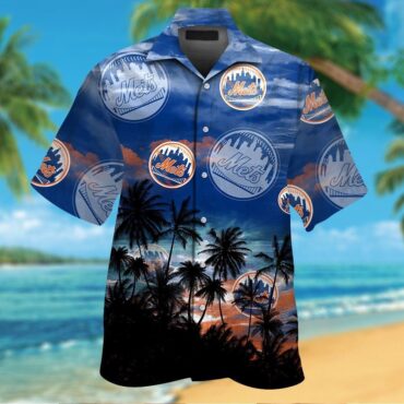New York Mets Short Sleeve Button Up Tropical Hawaiian Shirt Ver02
