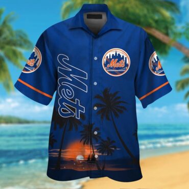 New York Mets Short Sleeve Button Up Tropical Hawaiian Shirt Ver05