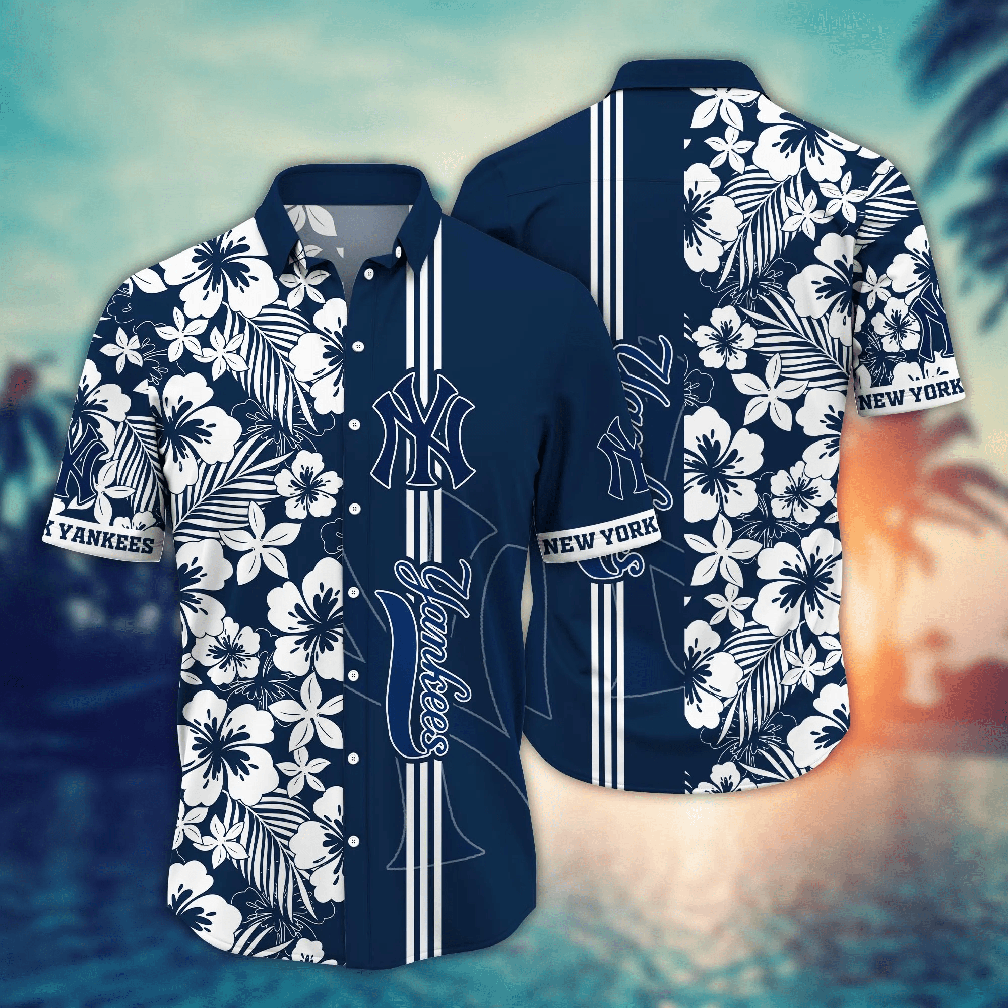 New York Yankees MLB Hawaiian Shirt Straw Hatstime Aloha Shirt