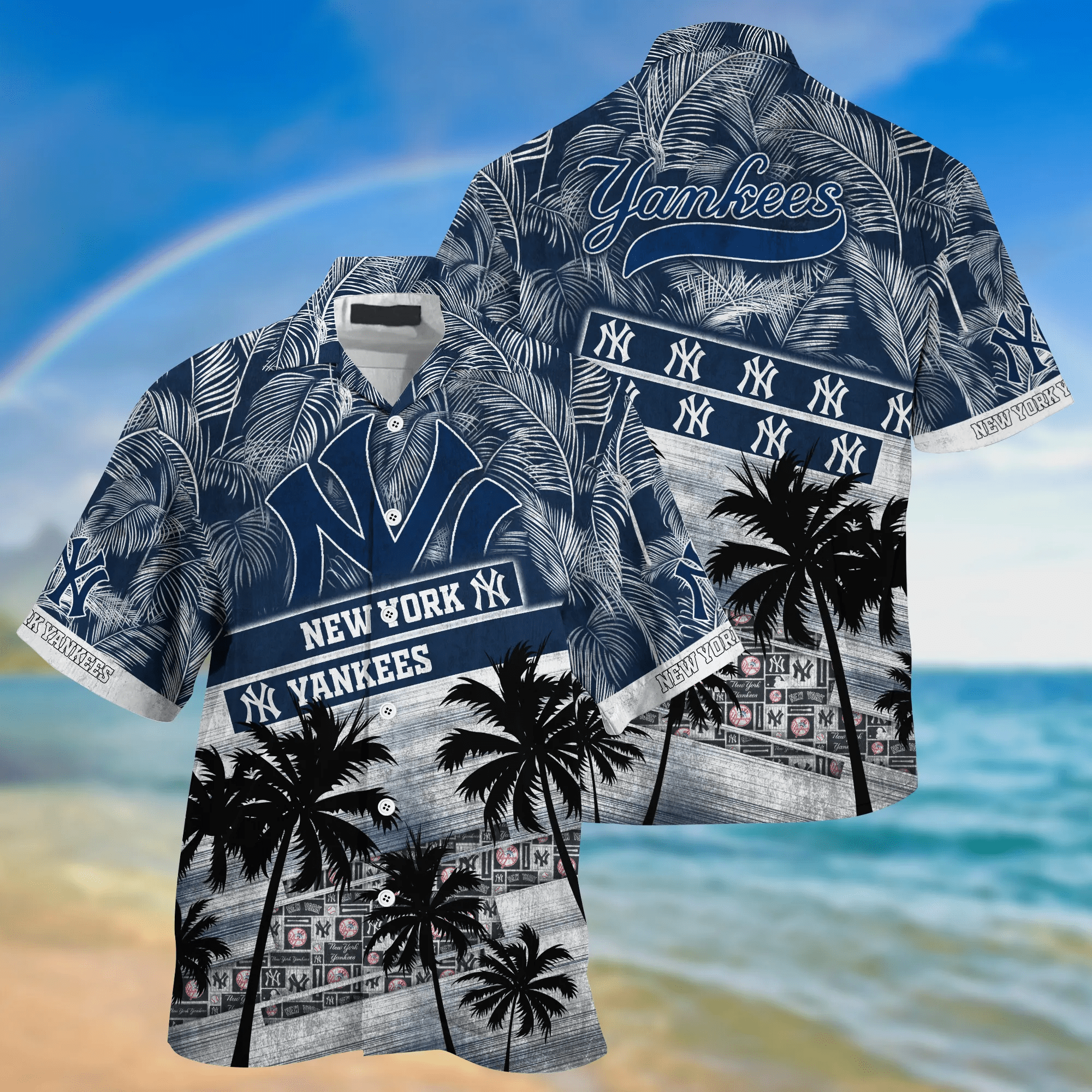 New York Yankees MLB Palm Tree Pattern Hawaii Shirt For Sports Fans Unisex Sport Hawaii Shirt