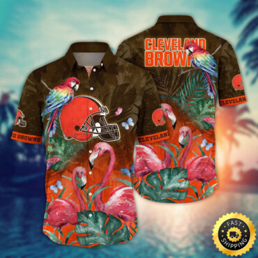 Cleveland Browns Hawaii Shirt Flamingo And Flower Aloha Shirt
