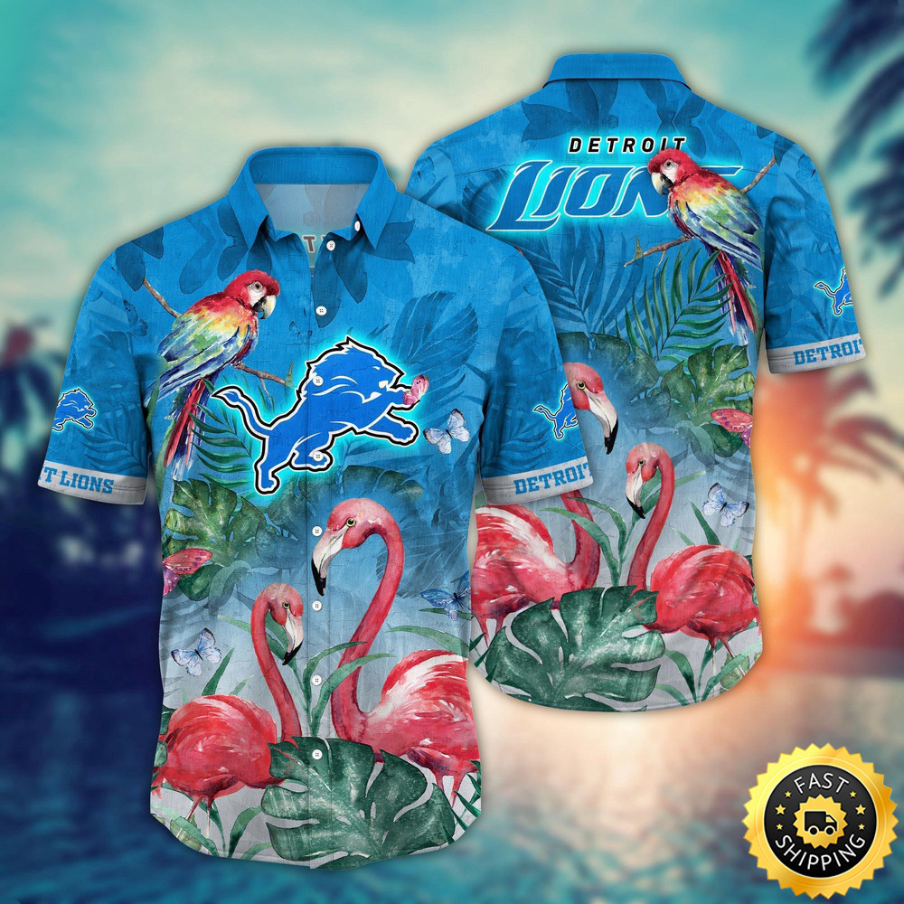 Detroit Lions Hawaii Shirt Flamingo And Flower Aloha Shirt