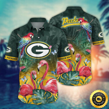 Green Bay Packers Hawaii Shirt Flamingo And Flower Aloha Shirt