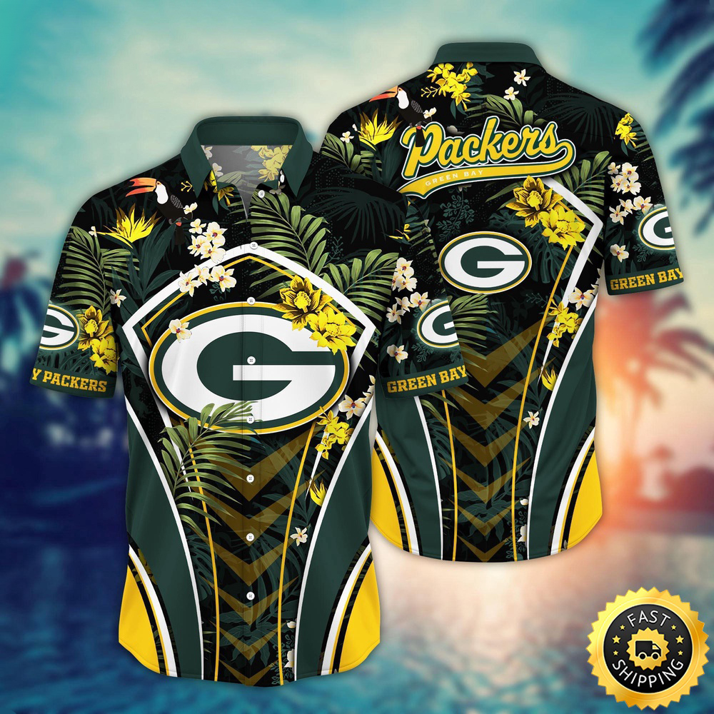 Green Bay Packers Hawaii Shirt Flower Vibrant Beachy Shirts