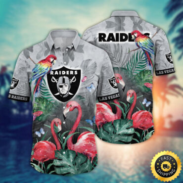 Las Vegas Raiders Hawaii Shirt Flamingo And Flower Aloha Shirt
