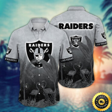 Las Vegas Raiders Hawaii Shirt Flamingo And Flower Funny Aloha Shirt