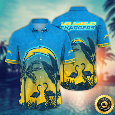 Los Angeles Chargers Hawaii Shirt Flamingo And Flower Funny Aloha Shirt