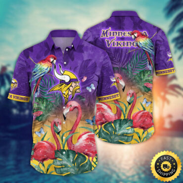 Minnesota Vikings Hawaii Shirt Flamingo And Flower Aloha Shirt