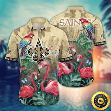 New Orleans Saints Hawaii Shirt Flamingo And Flower Aloha Shirt