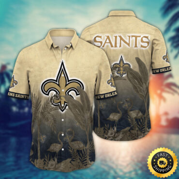 New Orleans Saints Hawaii Shirt Flamingo And Flower Funny Aloha Shirt