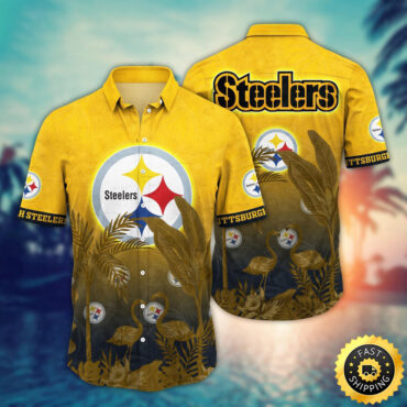 Pittsburgh Steelers Hawaii Shirt Flamingo And Flower Funny Aloha Shirt