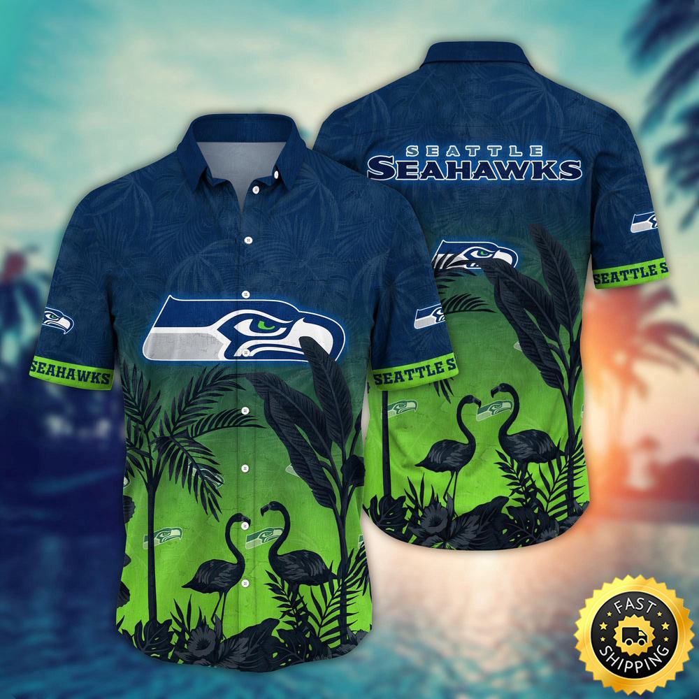 Seattle Seahawks Hawaii Shirt Flamingo And Flower Funny Aloha Shirt