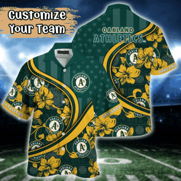Oakland Athletics MLB US Flag Hawaiian Shirt Custom Summer Aloha Shirt